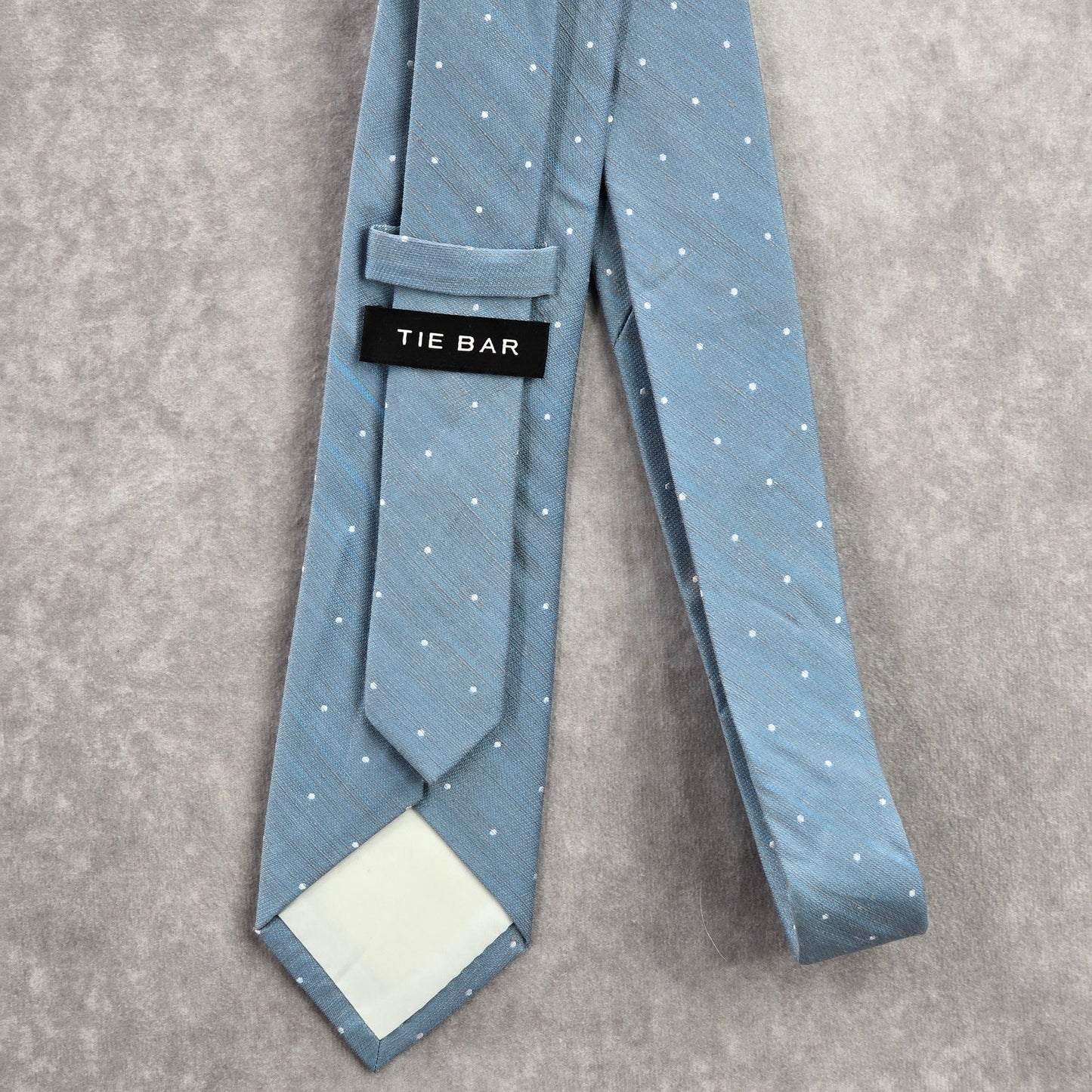 Tie Bar Blue White Polka Dots Geometric 20% Linen 80% Silk Men's Neck Tie NWOT