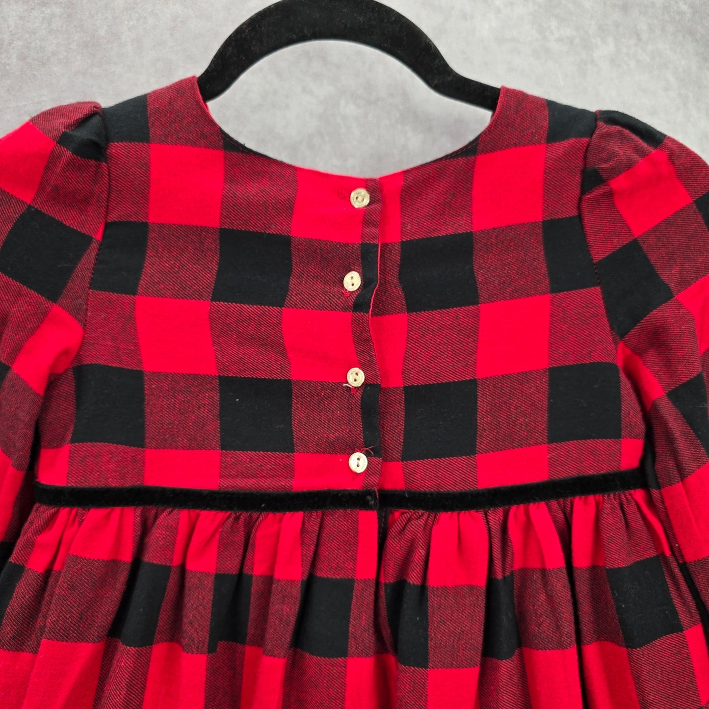 Tommy Bahama Red Black Plaid Tartan Gingham Flare Bow Girls Dress Size 7