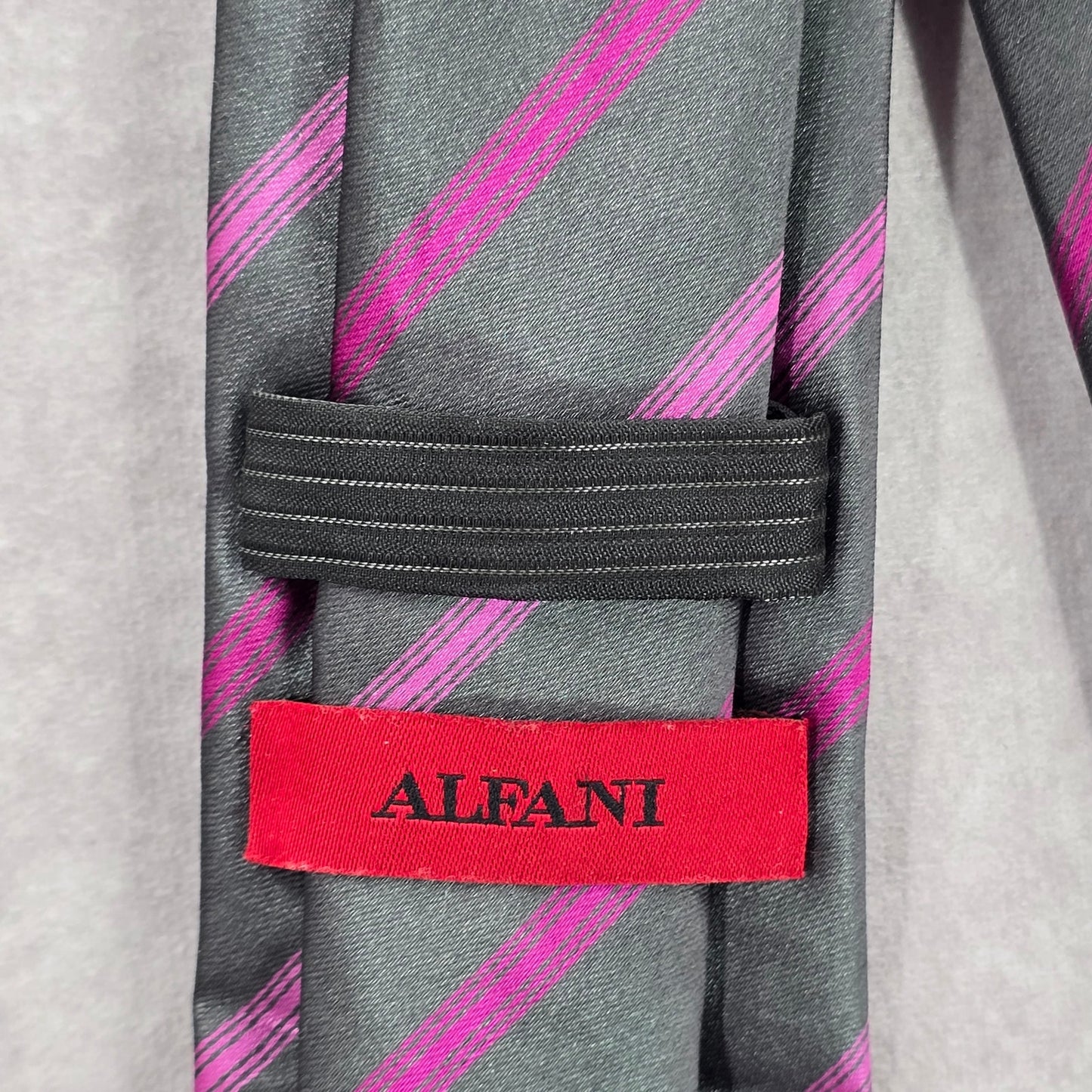 Alfani Gray Purple Stripe Narrow 100% Polyester Men's Neck Tie NWOT