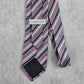 Geoffrey Beene Gray Pink Black Purple Stripe Geometric 100% Silk Neck Tie NWOT