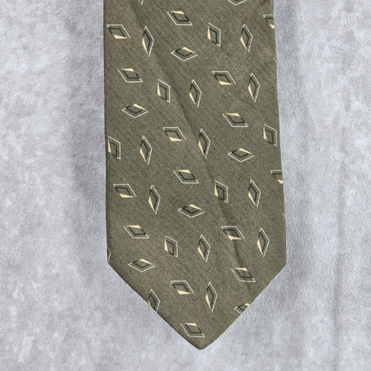 Joseph Abboud Green Geometric 62% Viscose 18% Rayon Men's Neck Tie NWOT