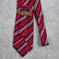 Tasso Elba Red Blue White Stripe Geometric Repp 100% Silk Men's Neck Tie NWOT