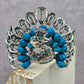 Zara Blue Silver Peacock Gems Metal Cuff Bracelet Fashion Jewelry NWOT JB4-18