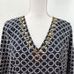 Michael Kors Blue Patterned Short Sleeve Blouse Top Medium