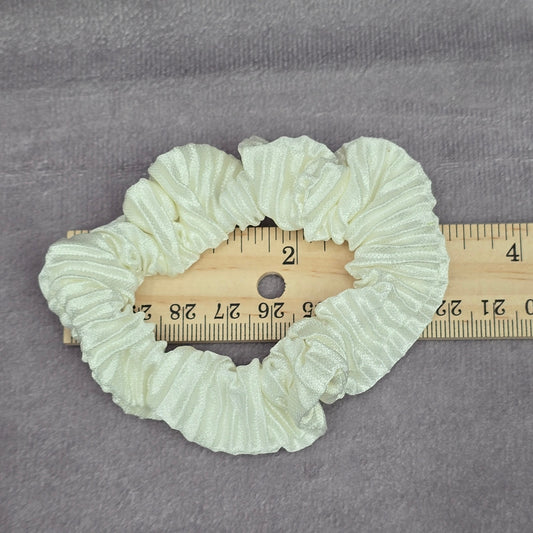 White Ivory Pleat Scrunch Hair Tie Accessories Scrunchie Handmade SB3