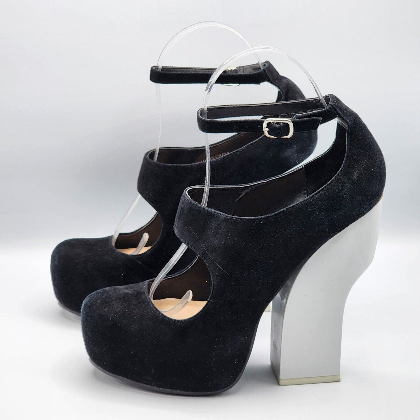 DV8 by Dolce Vita Genni Black Suede Pumps Heels Platform Retro Chunky Shoes 7.5