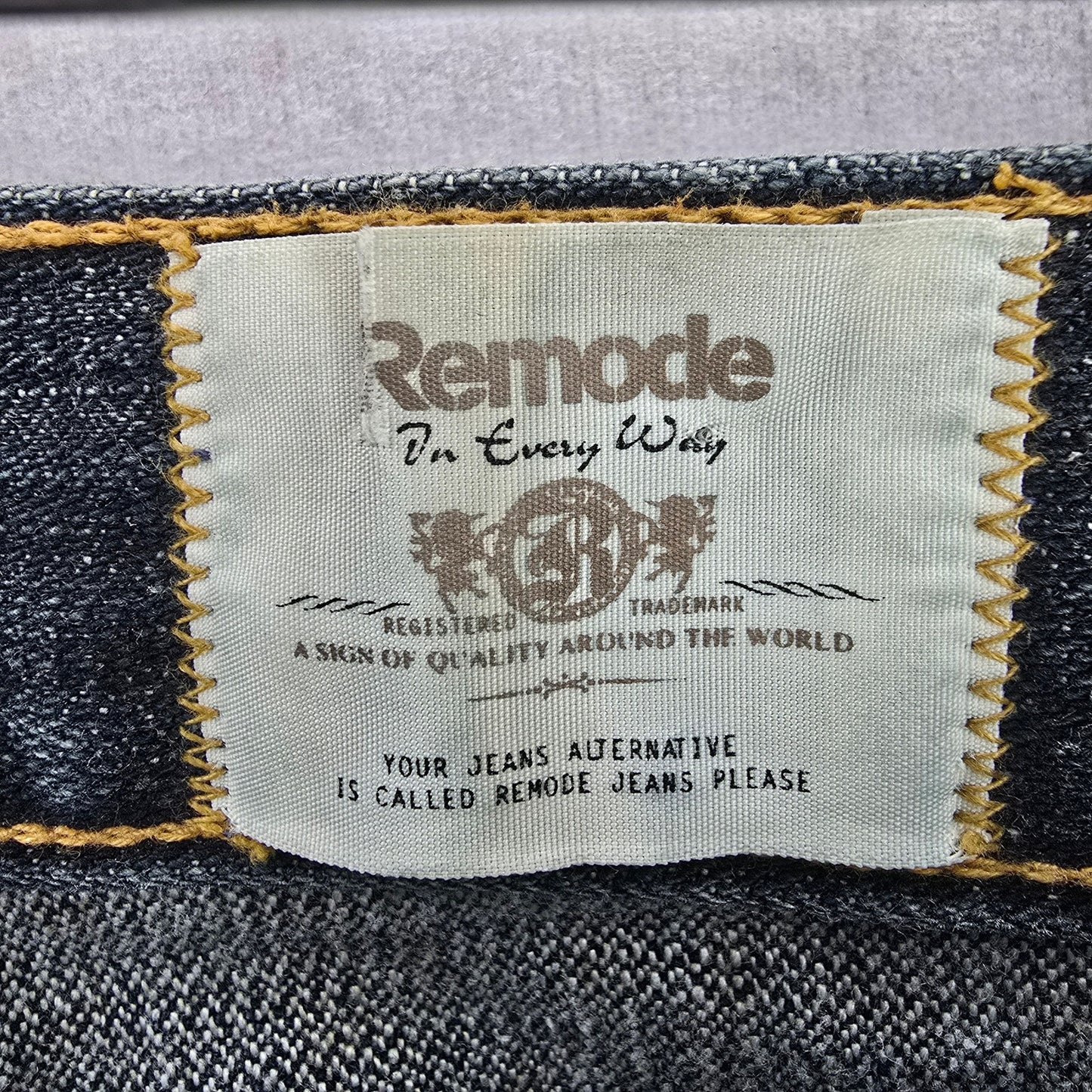 Remode Inc Blue Fade Button Denim Mens Jeans Pants 34x40