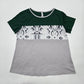 Tickled Teal Green Gray Animal Print Tshirt Tee XL Extra Large Blouse Top Shirt