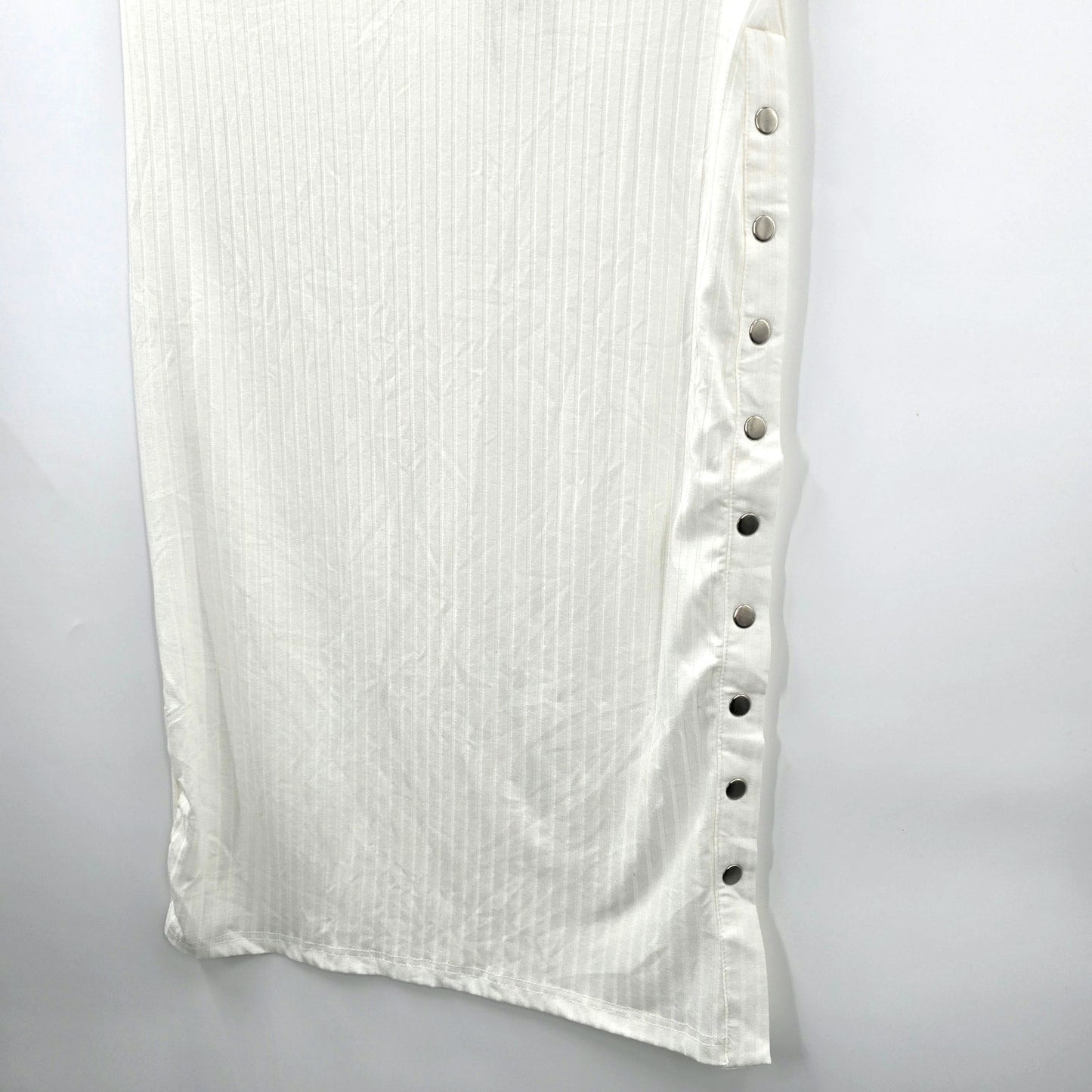 Shein White Stripe Button Pull On Midi Skirt Large 12