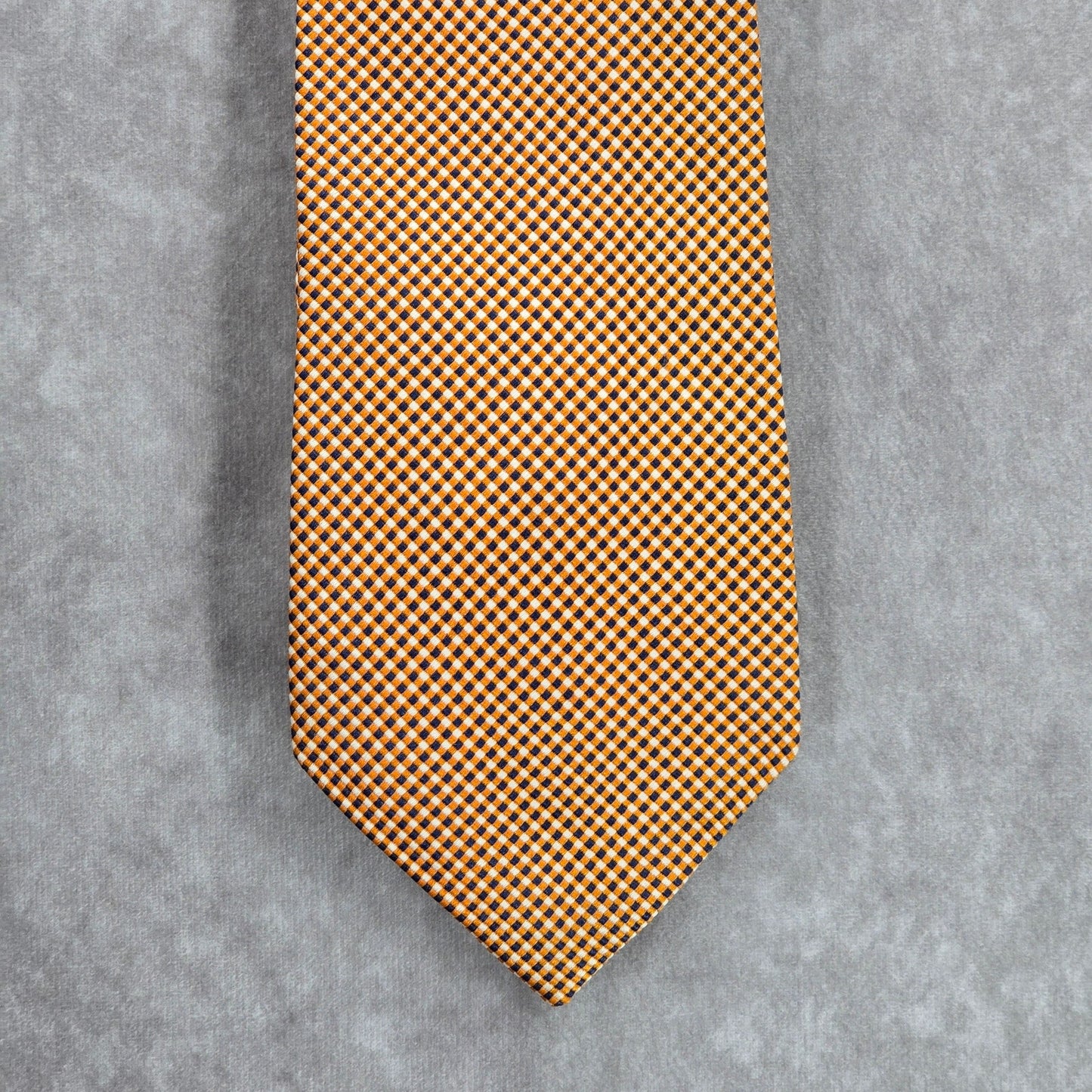 Faconnable Orange Blue Plaid 100% Silk Men's Neck Tie NWOT