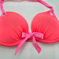 Victoria's Secret Pink Orange Halter Padded Bikini Top Tie Back Swimwear 34C