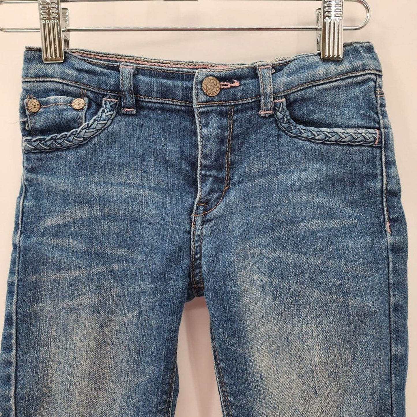 Levis Bermuda Shorts Girls Blue Denim Adjustable Jeans Pants Size 6 Regular