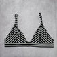 Shein Black White Stripe Triangle Adjustable Hook Bikini Top Swimwear Medium