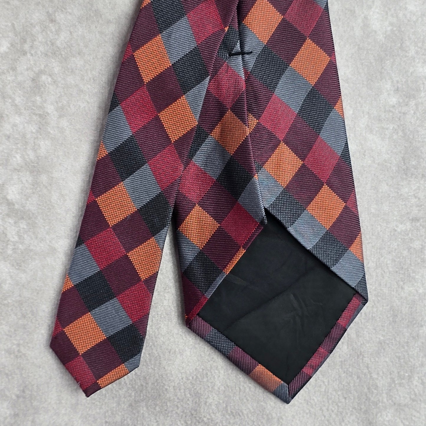 Van Heusen Red Gray Orange Diamond Executive Geometric Silk Neck Tie Men's