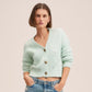 Mango Ribbed Knit Aqua Green Cardigan Sweater NWT Plus 3XL