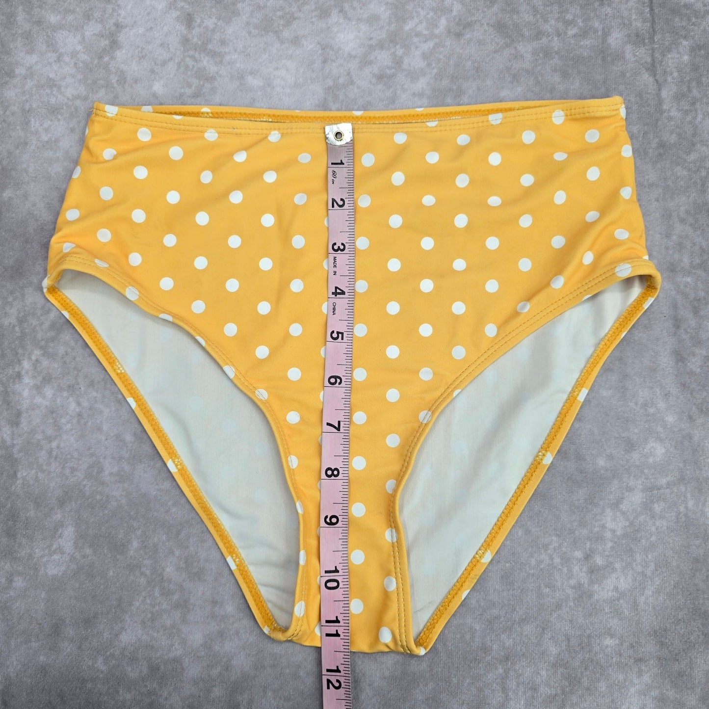 Shein Yellow Polka Dot High Waist Bikini Bottom Swimwear Medium