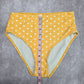 Shein Yellow Polka Dot High Waist Bikini Bottom Swimwear Medium