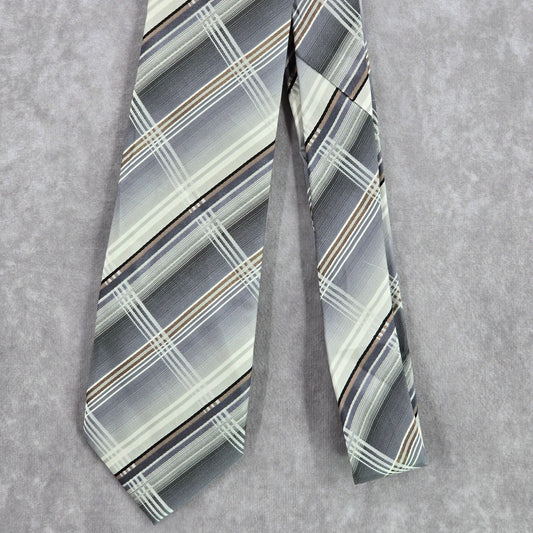 Euro Knot by Barton Como Plaid Gray Tartan 100% Silk Men's Neck Tie NWOT