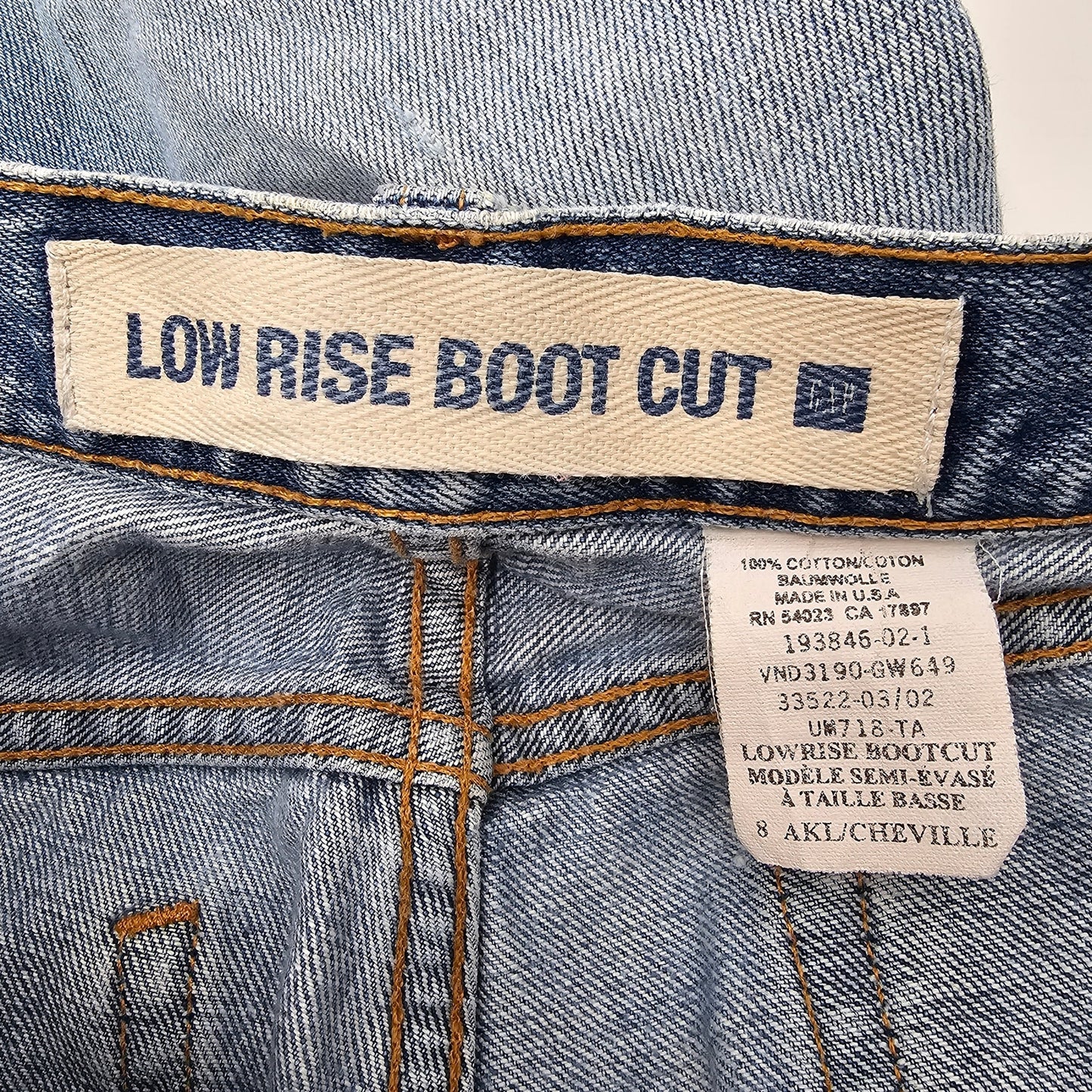 Gap Low Rise Bootcut Blue Denim Jeans Pants 8