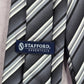 Stafford Essentials Black Gray White Stripe 100% Polyester Men's Neck Tie NWOT