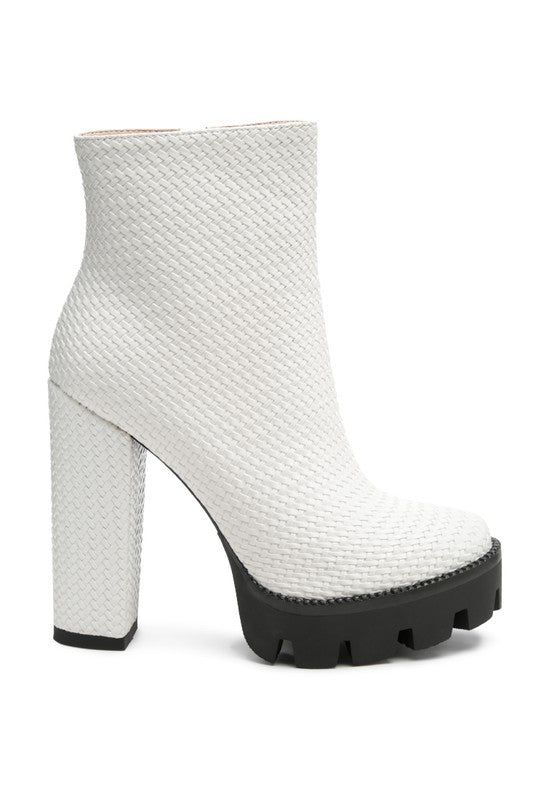 LONDON RAG SOLID TEXTURED BLOCK HEELED BOOT