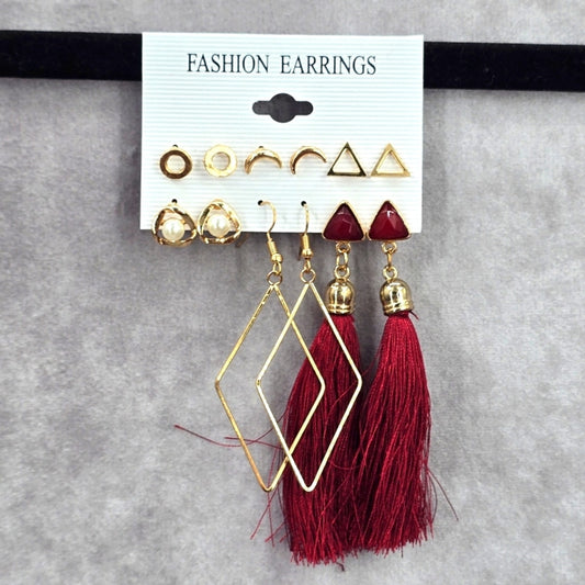 Zara Gold Red Tassel Drop Dangle Hook Fashion Jewelry Earrings NWT JB2-67