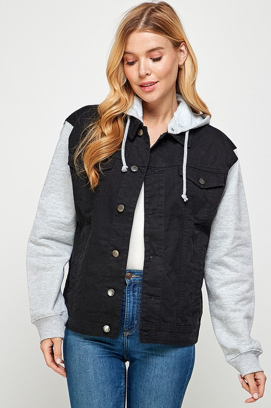 Women's Denim  Jacket with Fleece Hoodies