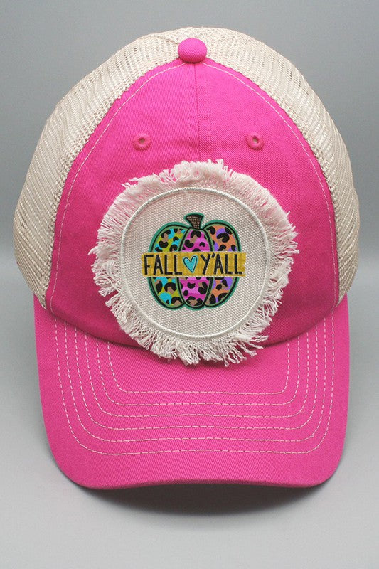 Colorful Leopard Pumpkin Fall Yall Hat