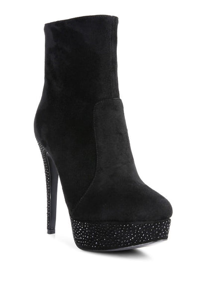 Espiree Microfiber High Heeled Ankle Boots