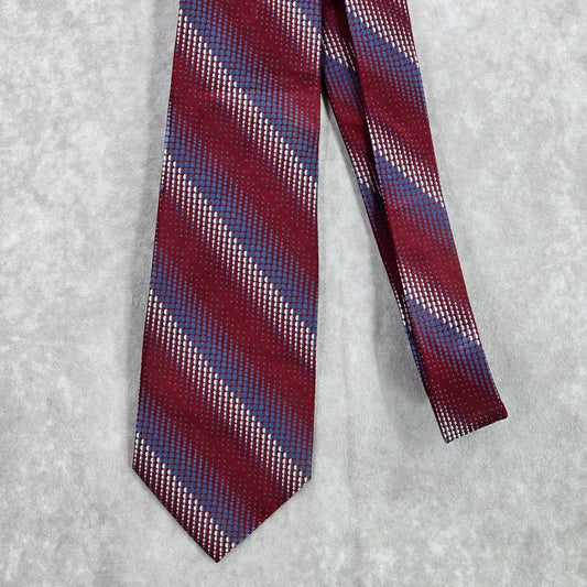 Stafford Essentials Burgundy Stripe Dot 100% Silk Men's Neck Tie NWOT