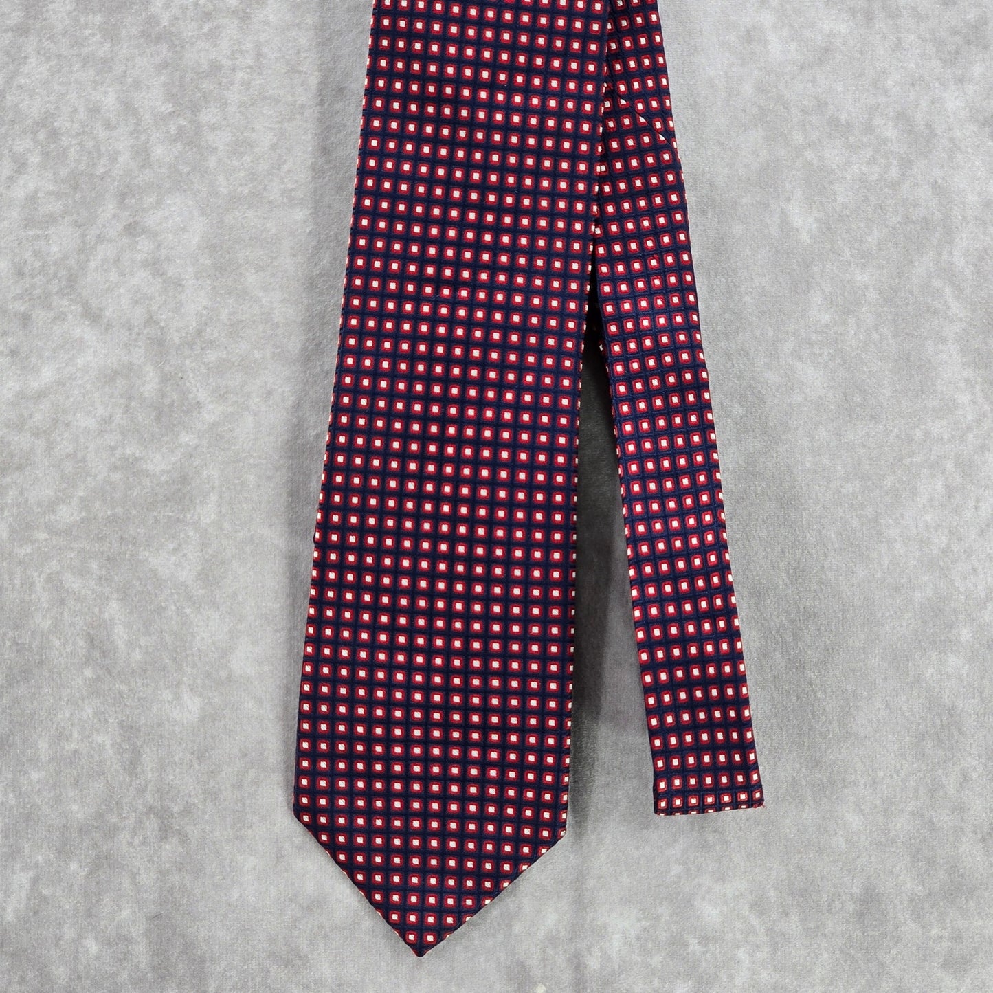 Nautica Red Blue White Dot Box Geometric 100% Silk Men's Neck Tie NWOT