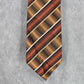 Stafford Essentials Brown Orange Stripe 100% Polyester Men's Neck Tie NWOT