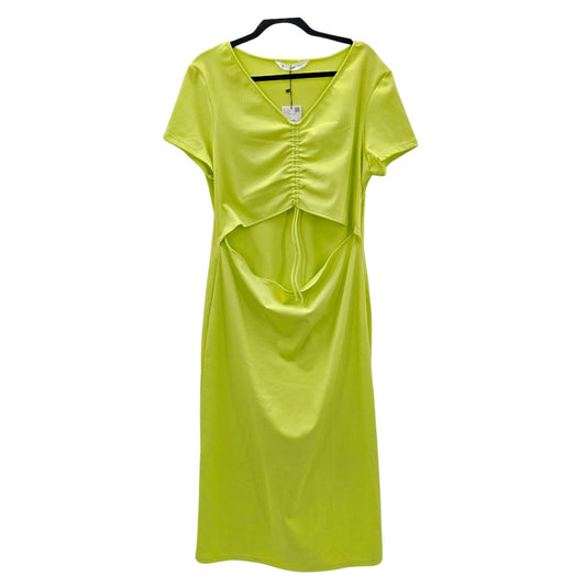 Mango Green MNG Midi Short Sleeve Cutout Dress Size 14