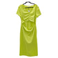 Mango Green MNG Midi Short Sleeve Cutout Dress Size 14