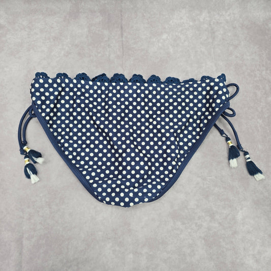 Time and Tru Blue Polka Dot Lace Boho Tassel Tie Medium 8-10 Bottom Swimwear