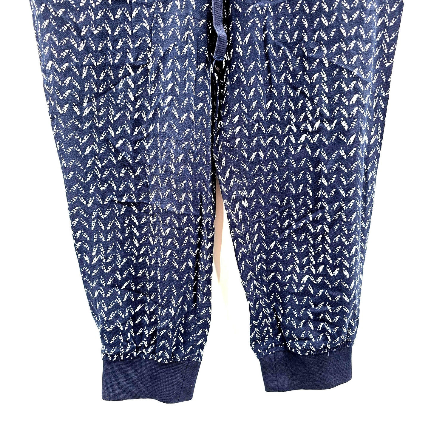 Ann Taylor Loft Navy Blue Stretch Patterned Capri Pants M Bottoms Petite Medium