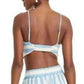 A New Day Blue & White Linen Bungalow Beach Bikini Top Cropped Bra Tank Top L