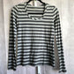 Converse Gray Striped Long Sleeve Top Blouse Sweater XS Extra Small