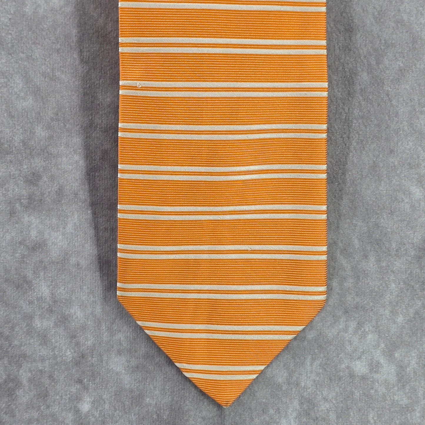 Brooks Brothers Makers Orange Stripe Pure Silk Italy Men's Neck Tie NWOT