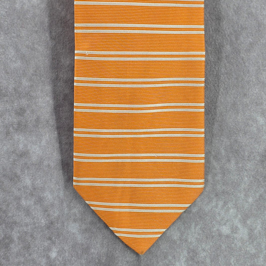 Brooks Brothers Makers Orange Stripe Pure Silk Italy Men's Neck Tie NWOT