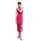 Mango MNG Halter Neck Fringed Pink Fuchsia Sleeveless Dress NWT Size 6