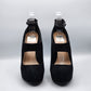 DV8 by Dolce Vita Genni Black Suede Pumps Heels Platform Retro Chunky Shoes 7.5