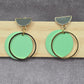 Zara Green Circle Gold Half Gray Stud Dangle Earring Fashion Jewelry