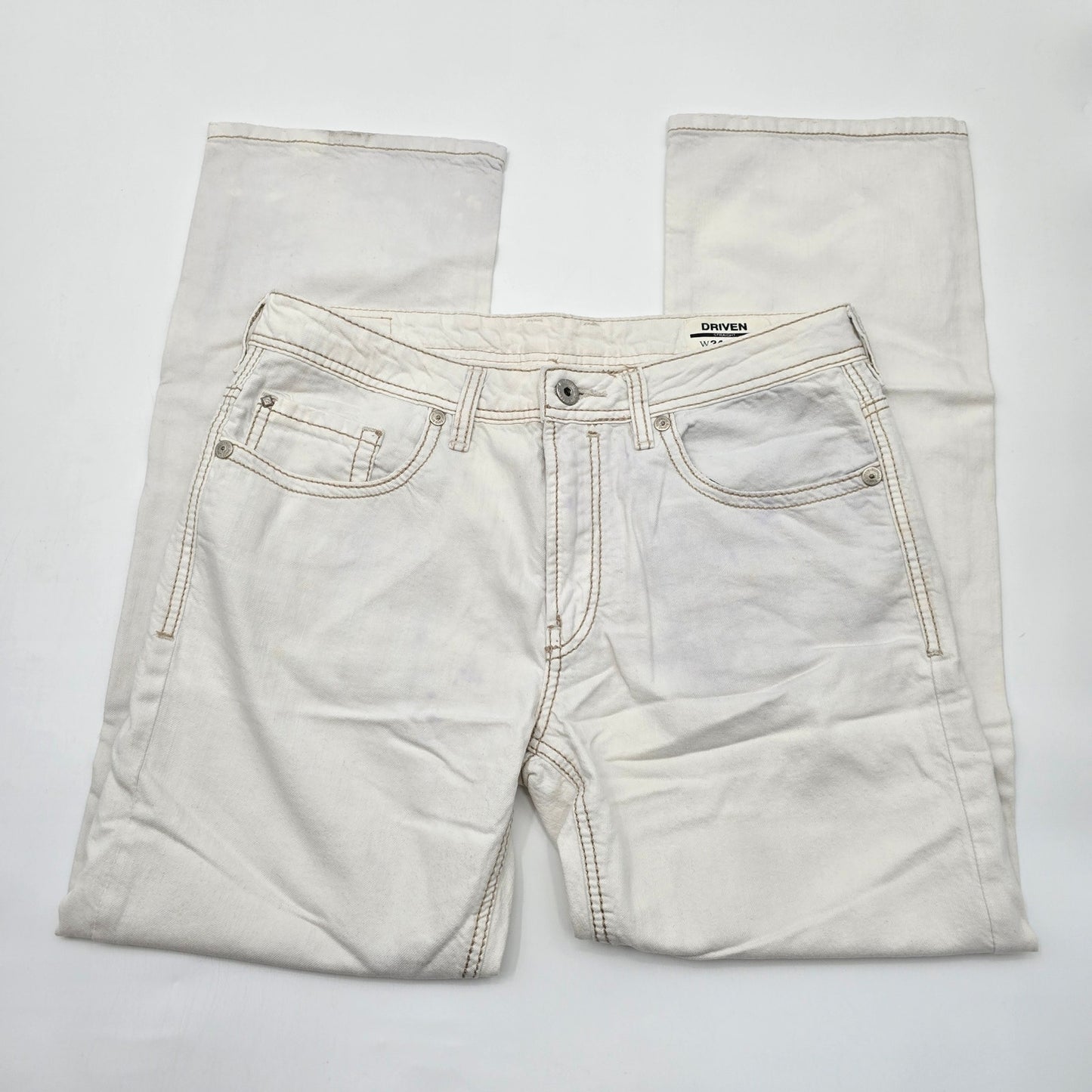 Buffalo David Bitton White Denim Jeans Pants Bottoms Mens Straight 34x30