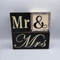 Mr & Mrs Black White Faux Wood Wedding Anniversary Bridal Home Decor Signs