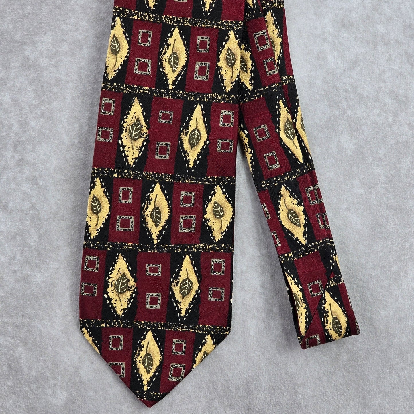 Robert Talbott Nordstrom Geometric Leaf Red Gold Silk Italy Men's Neck Tie NWOT