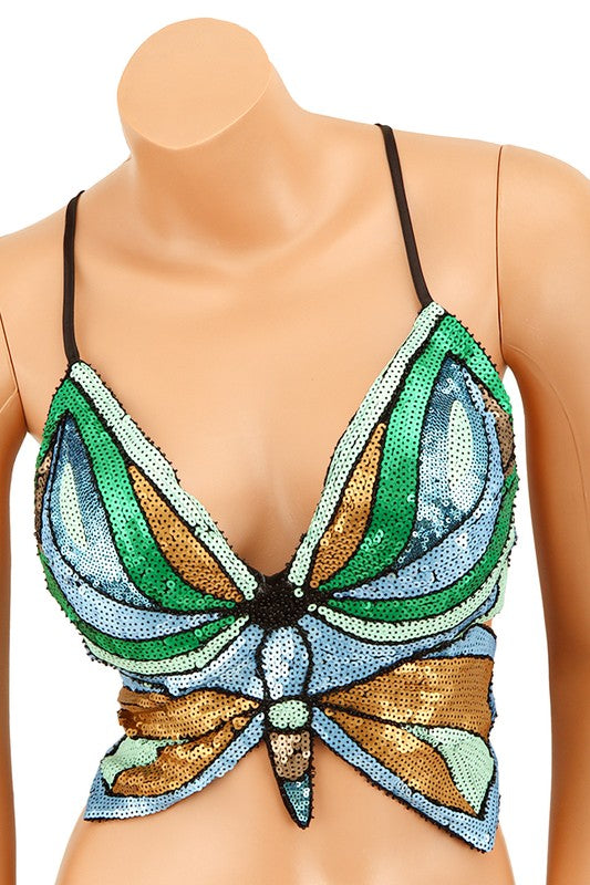 Sequin Butterfly Bralette