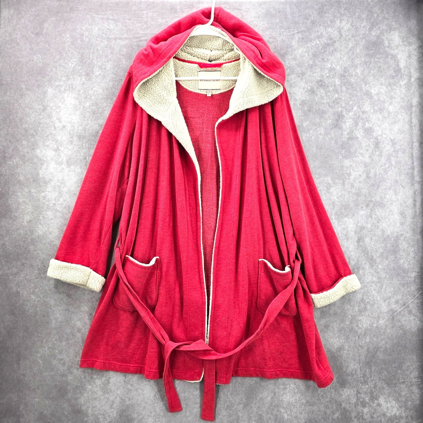 Victoria Secret Pink Sherpa VS Logo Hood M/L Oversized Robe