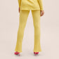 Mango MNG Side Slit Knit Pants Yellow NWT Large