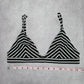 Shein Black White Stripe Triangle Adjustable Hook Bikini Top Swimwear Medium